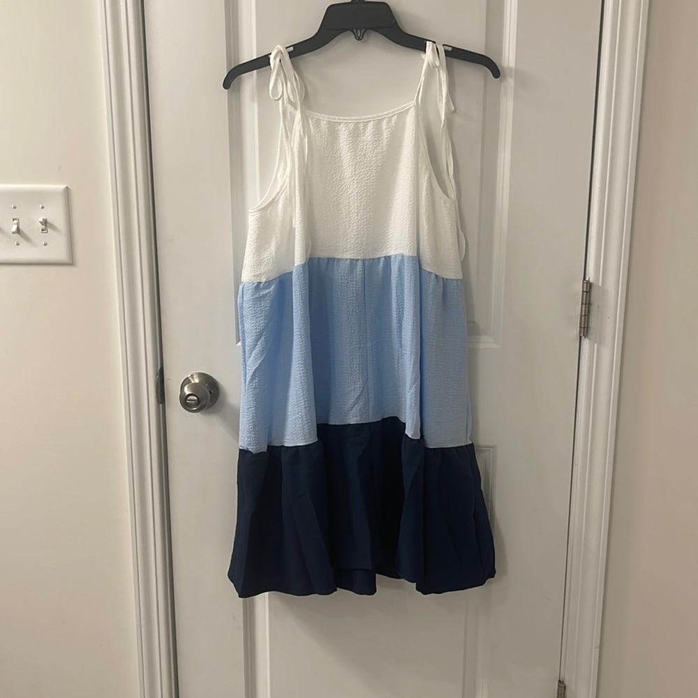 Color block tie string dress